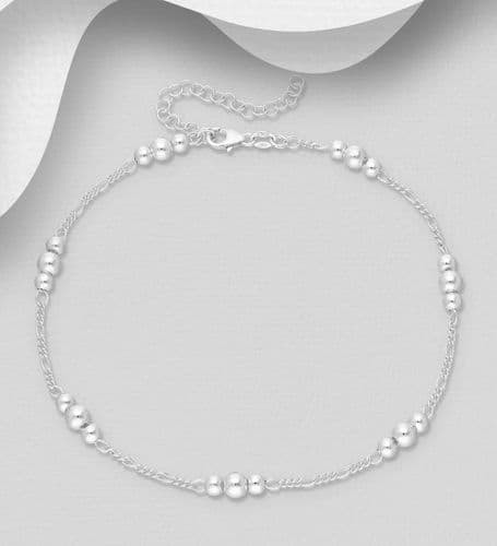 925 Sterling Silver Ball Bracelet, 4, 5 mm Wide, Made in Italy.