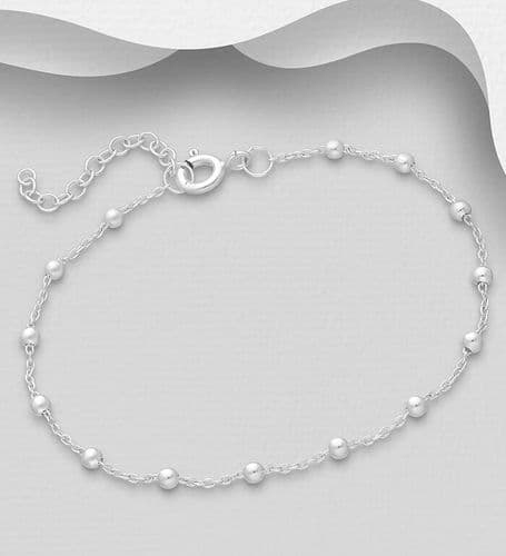 925 Sterling Silver Ball Bracelet, Made in Italy.