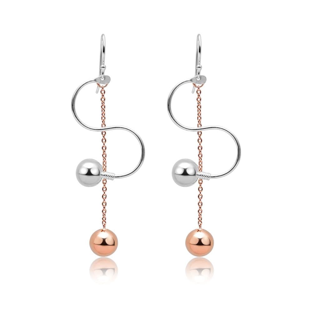 925 Sterling Silver Ball Drop Earrings With 18K Yellow Gold 50mm Drop