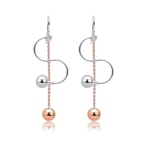 925 Sterling Silver Ball Drop Earrings, With 18K Yellow Gold 50mm Drop
