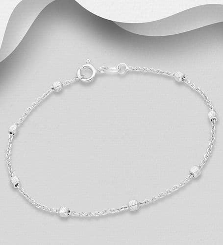 925 Sterling Silver Box Bracelet, 2.5 mm Wide. Made in Italy.