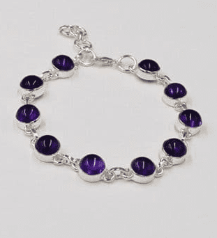 925 Sterling Silver Bracelet set with Amethyst Gem stones