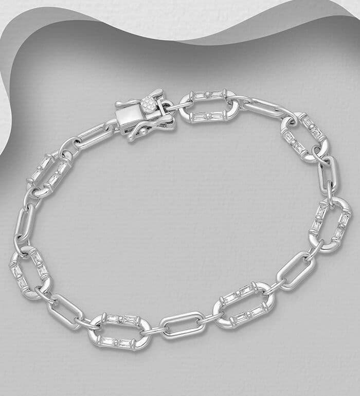 Solid 925 Sterling Silver Simulated Diamond Heart Bangle, Ladies Torque Bracelet, Old English Jewellers