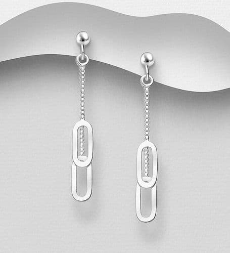 925 Sterling Silver Chain Link Push-Back/Stud Earrings