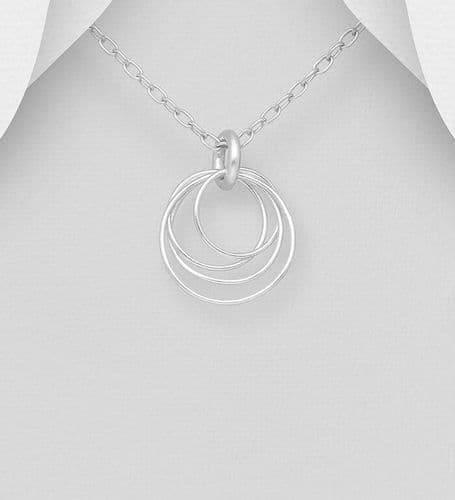 925 Sterling Silver Circular Wire Pendant & Chain
