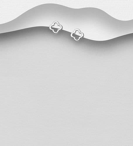 925 Sterling Silver Clover Push-Back Stud Earrings