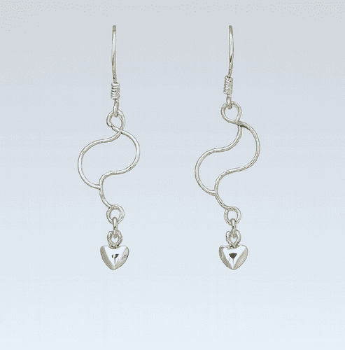 925 Sterling Silver Curvy Drop Heart Hook Earrings – Romantic Elegance with a Modern Twist