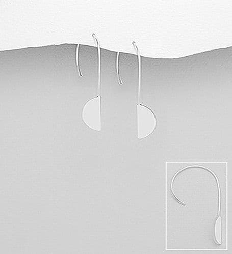 925 Sterling Silver Delicate Half Circles That Add A Touch Of Elegance Hook/Drop Earrings