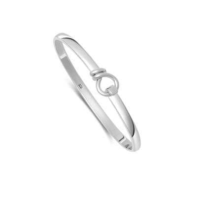 925 Sterling Silver Designer Inspired Bangle, Heavier, With a Single Twist Design Element