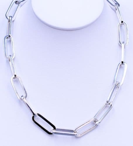 925 Sterling Silver Designer Inspired Necklace. Solid Oblong Links. Available in Two Lengths