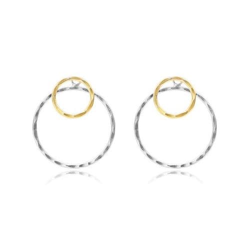 925 Sterling silver double circle design is enriched with 18ct yellow gold