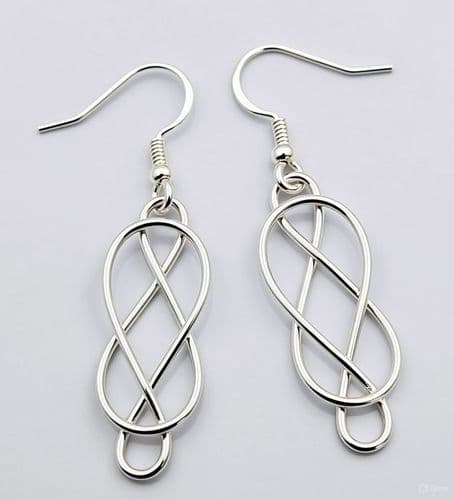 925 Sterling Silver Double Infinity Open Drop Earrings
