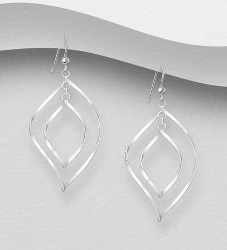 925 Sterling Silver Double Twist Oval Link Drop Earrings