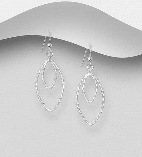 925 Sterling Silver Double Twisted Hook/Drop Earrings
