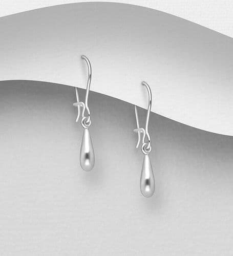 925 Sterling Silver Droplet Shaped Earrings With French Fittings