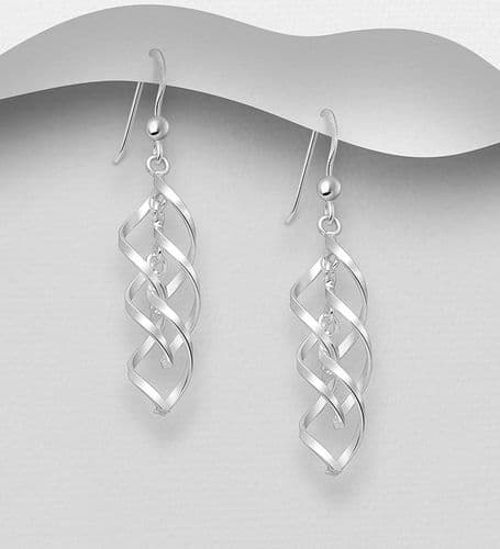 925 Sterling Silver Elegant Double Twisted Drop Earrings