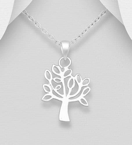925 Sterling Silver Elegant "Tree Of Life" Pendant & Chain - Hand-Crafted 