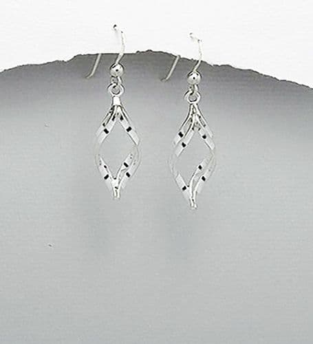 925 Sterling Silver Exquisite Double Twist Drop Earrings