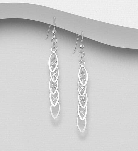 925 Sterling Silver Exquisite Handcrafted Cascading Hook/Drop Earrings