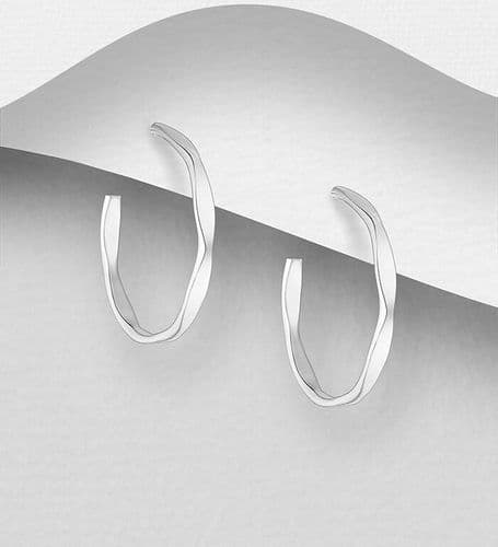 925 Sterling Silver Faceted Push-Back Hoop Earrings