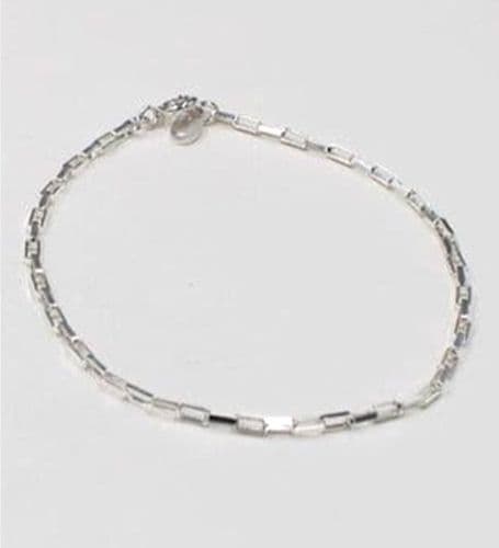 925 Sterling Silver fine Oblong Box Link Bracelet