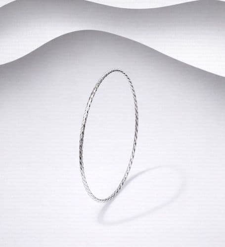 925 Sterling Silver Fine Twisted Slave bangle: 1 mm Width