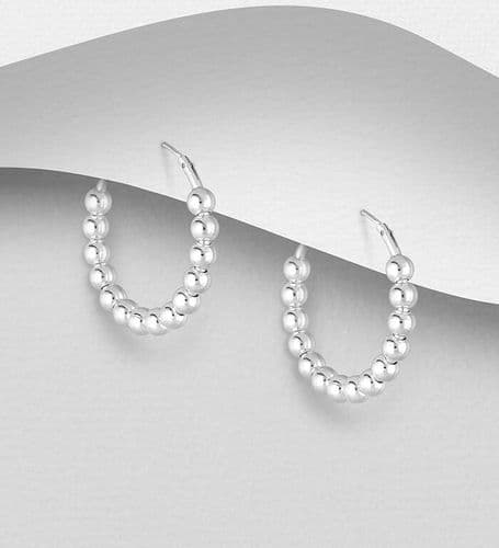 925 Sterling Silver Full Ball Hoop Earrings