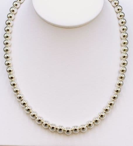 925 Sterling Silver Hand Crafted Classic & Timeless, 7mm Ball Necklace. The Perfect Gift