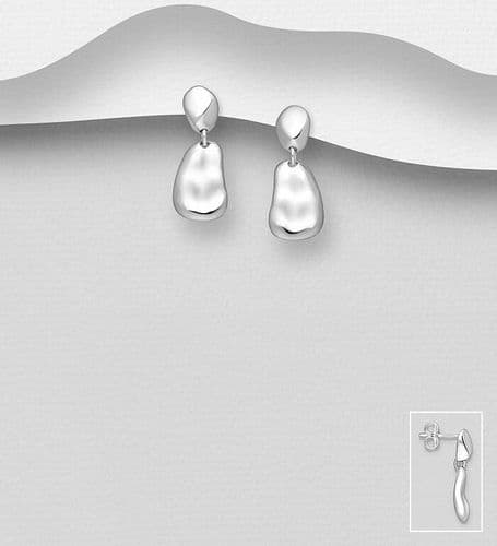 925 Sterling Silver Hand Crafted Designer Inspired Polished Hand-Crafted Push-Back/Drop Earrings
