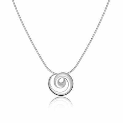 925 Sterling Silver Hand Crafted Elegant Round Swirl Design Pendant & Chain - Exclusive Design