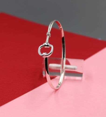 925 Sterling Silver Hand Crafted Equestrian Bangle: Smaller Single Bite