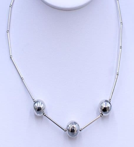 925 Sterling Silver Hand Crafted  Exclusive Design Modern Ball Design Necklace - Exclusive