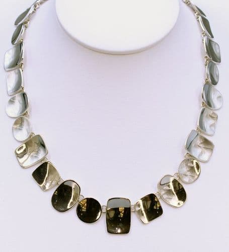 925 Sterling Silver Hand Crafted Necklace. Featuring Different Shaped Solid Shaped. Exclusive