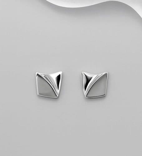 925 Sterling Silver Hand Crafted Polished Designer Push-Back/Stud Earrings - Exclusive