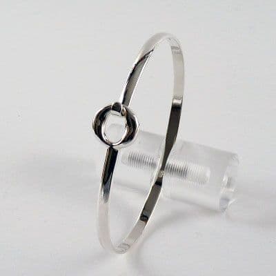 925 Sterling Silver Hand-Crafted Solid Bangle with Plain Oval Opening Catch. - Inspired Design