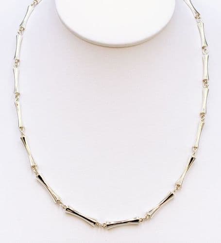 925 Sterling Silver Hand Crafted Solid Oblong Link Necklace. Exclusive Design