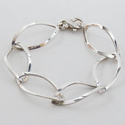 925 Sterling Silver Hand Crafted Solid Open Link Design Bracelet
