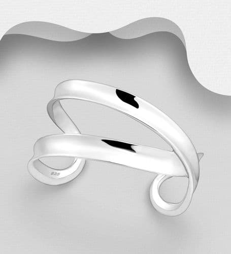 925 Sterling Silver Hand Crafted Solid Polished Cuff Bangle. Exclusive Design
