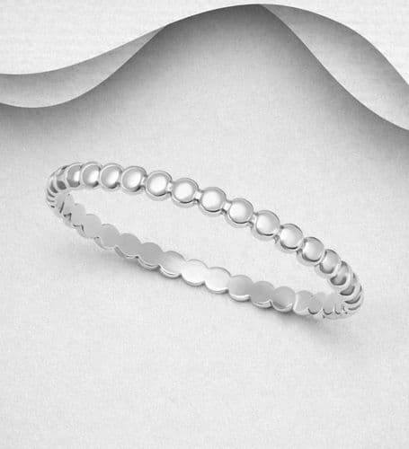 925 Sterling Silver Hand Crafted Solid Round Ball Design Bangle: Available in 2 Sizes 65mm - 60mm