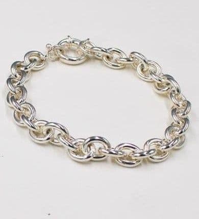 925 Sterling Silver Hand Crafted Solid Round Linked Bracelet