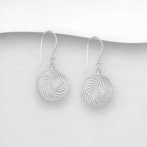 925 Sterling Silver hand Crafted Solid Wire Swirl Drop/Hook Earrings