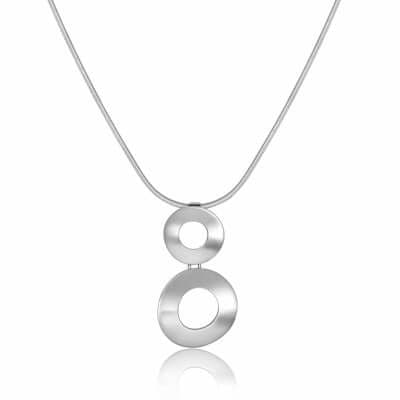 925 Sterling Silver Hand Double Circle Pendant & Chain - Exclusive Design