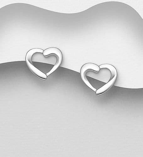 925 Sterling Silver Heart Hand Crafted Push-Back Stud Earrings -Timeless Elegance