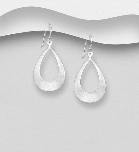 925 Sterling Silver Hook/Drop Earrings, (Matte Look)