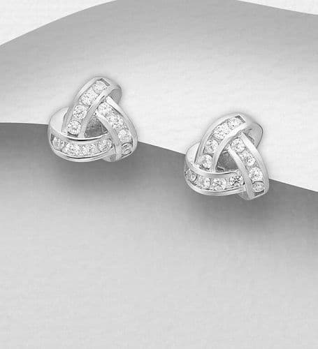 925 Sterling Silver Knot Stud Earrings Set with CZ Simulated Diamonds -   perfect for any occasion