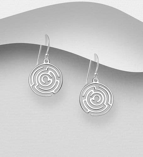 925 Sterling Silver Maze Hook Drop Earrings