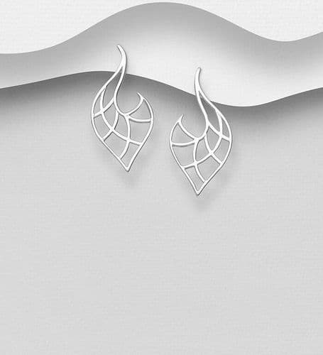 925 Sterling Silver Meticulously Designed Hand Crafted Open Fret-Work Push-Back/Stud Earrings