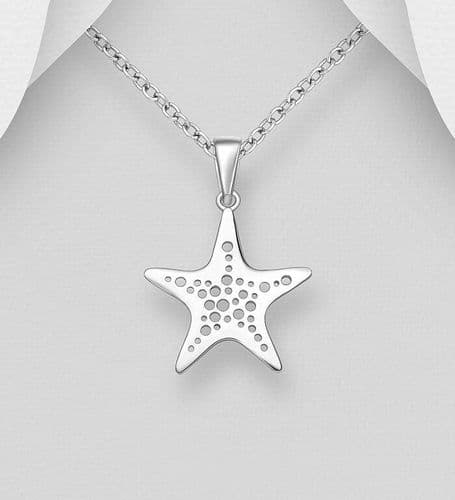 925 Sterling Silver Modern Starfish Pendant & Chain