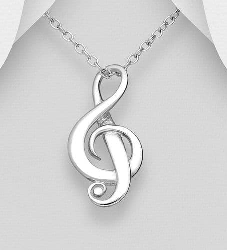 925 Sterling Silver Musical Note Pendant & Chain - Perfect for Musical Lovers