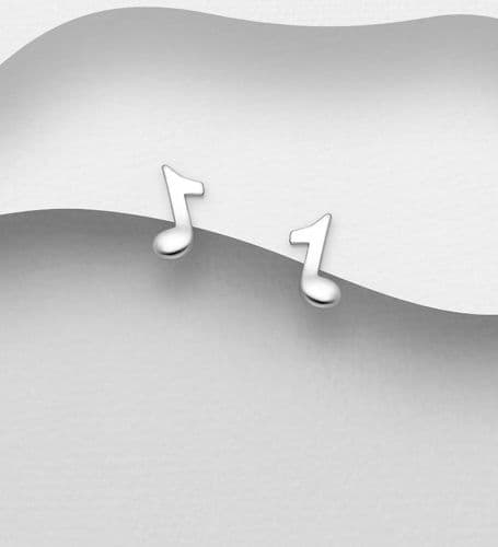 925 Sterling Silver Musical Notes Push-Back/Stud Earrings